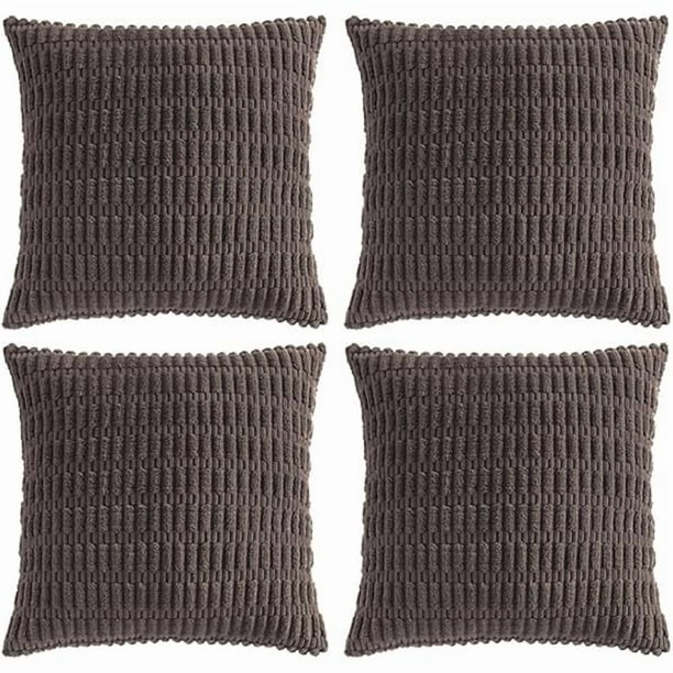 HAYAN4 Packs Boho Dark Brown Decorative Throw Pillow Covers 26x26 Inch for Living Room Couch Bed Sofa, Rustic Modern Farmhouse Home Decor, Soft Plush Corduroy Cute Square Cushion Case 66x66 cm