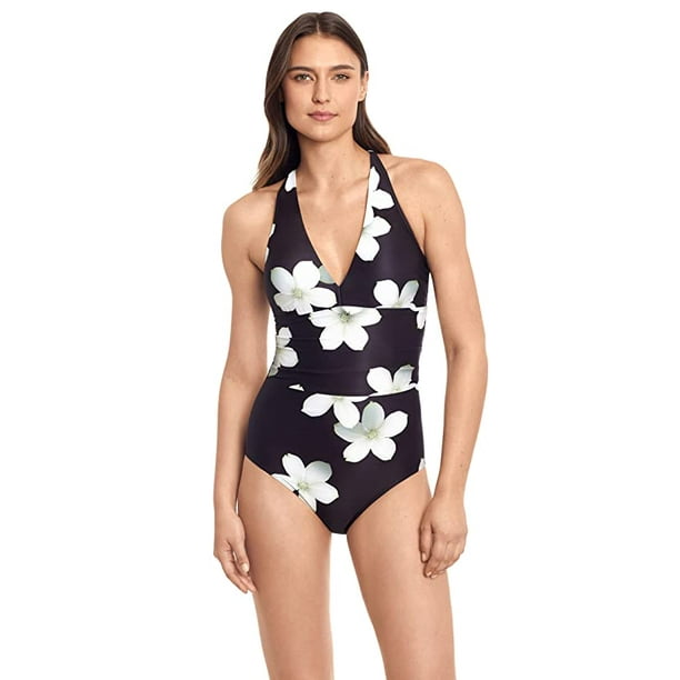 Ralph Lauren Black Villa Floral Twist Back Halter One Piece Swimsuit Us 6 Walmart Com
