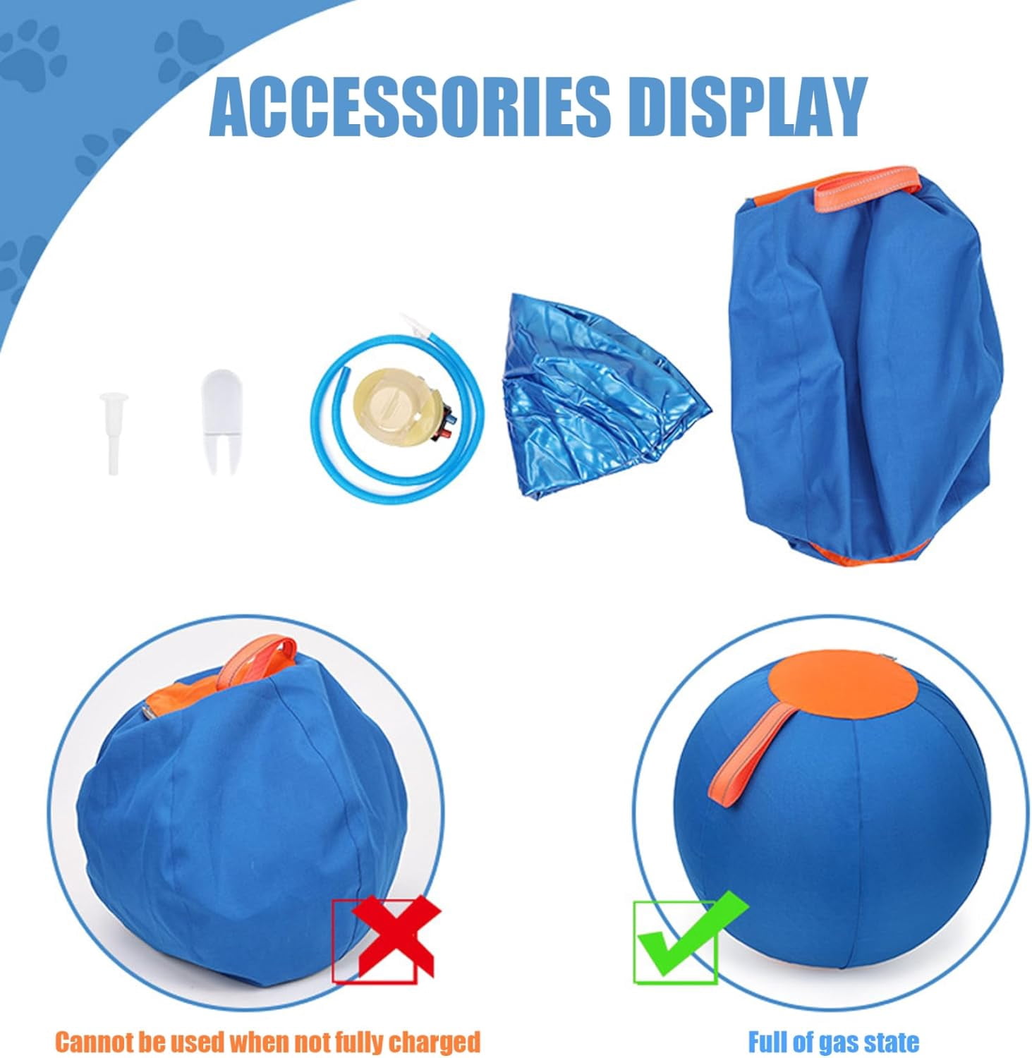 Extra Large Inflatable Dog Toy Ball, Durable Tear-Resistant Inflatable Big Ball with Handle Cover & Pump for Outdoor Play (inch)
