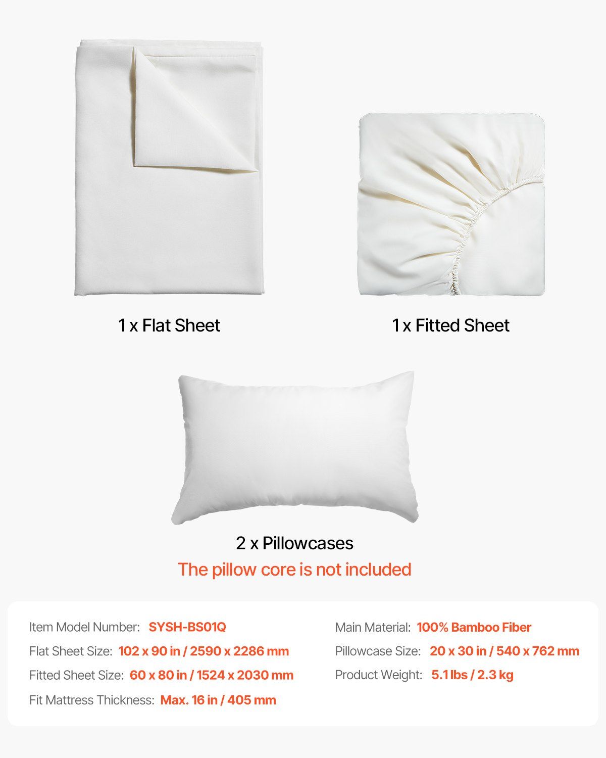 4-Piece Queen Bed Sheet Set 100% Bamboo Fiber Bedding with 16" Deep Pocket, Includes 2 Pillowcases, 1 Flat Sheet, 1 Fitted Sheet, Cooling, Breathable, Skin-Friendly, Durable, Machine Washable, Cozy