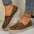thumbnail image 3 of Leopard Espadrille Platform Slip on Loafers for Women 2025 Beach Casual Fall Suede Walking Flat Shoes, 3 of 7