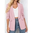 thumbnail image 3 of PRETTYGARDEN Women's Spring Blazers Business Casual Outfits Open Front Ruched 3/4 Sleeve Lightweight Work Suits Jackets, 3 of 9