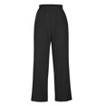 thumbnail image 5 of Women's Cotton Linen Wide Leg Palazzo Pants High Waisted Solid Color Loose Long Pants Casual Baggy Comfy Flowy Trousers, 5 of 7