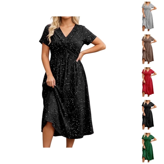 Prom Dresses for Women 2026 Trendy Sparkly Sequin Short Sleeve V Neck Flowy Long Dress Summer Homecoming Dress