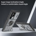thumbnail image 4 of Rugged Shockproof Phone Cover for Samsung Galaxy S23 Ultra 5G 6.8", Built-in Slide Camera Protector with 360° Rotatable Ring Kickstand,Grey,For Galaxy S23 Ultra 5G, 4 of 8