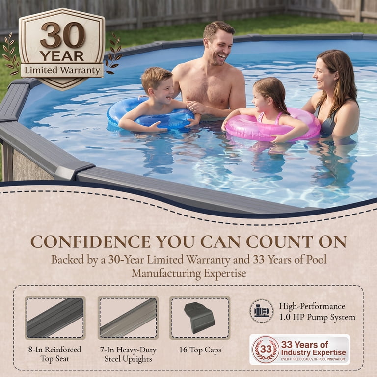 Blue Wave, Swimming Pool, 24-ft Round, 54-inch Deep, Metal Wall