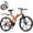 Orange, variant on Marknig 26 inch Folding Mountain Bike, 21 Speed Full Suspension High-Carbon Steel MTB Foldable Bicycle, Dual Disc Brake Non-Slip Folding Bikes for Adults/Men/Women, Black