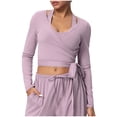 thumbnail image 2 of Idoravan Women V-Neck Long Sleeve Tops Women's Casual Fashion Solid Color Spring/Summer Long Sleeve Coat Tops, 2 of 4