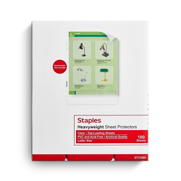 Staples Heavyweight Sheet Protectors Clear 300/Carton ST31866/31866VS