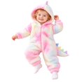 thumbnail image 3 of CUZIBR Dinosaur Baby Boy Girl Fuzzy Halloween Onesie Animal Romper Jumpsuit Tie Dye Hooded Zip Up Long Sleeve Lovely Cosplay Party Clothes,Pink,3-6 Months, 3 of 6