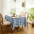 thumbnail image 6 of Checkered Tablecloth Rectangle, Outdoor Linen Cotton Gingham Table Cloth with Tassel, Heavy Duty Wrinkle Free Buffalo Plaid Table Cover for Kitchen Dining Home Party - 55 x 70 Inch, Navy, 6 of 12