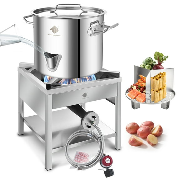 ARC 20 QT Stainless Steel Steamer Pot with Propane Burner for Outdoor Cooking Large Pot with Water Spout, Divider and Steamer Rack,Seafood Crab-Vegetable-Vaporeras para Tamale Steaming