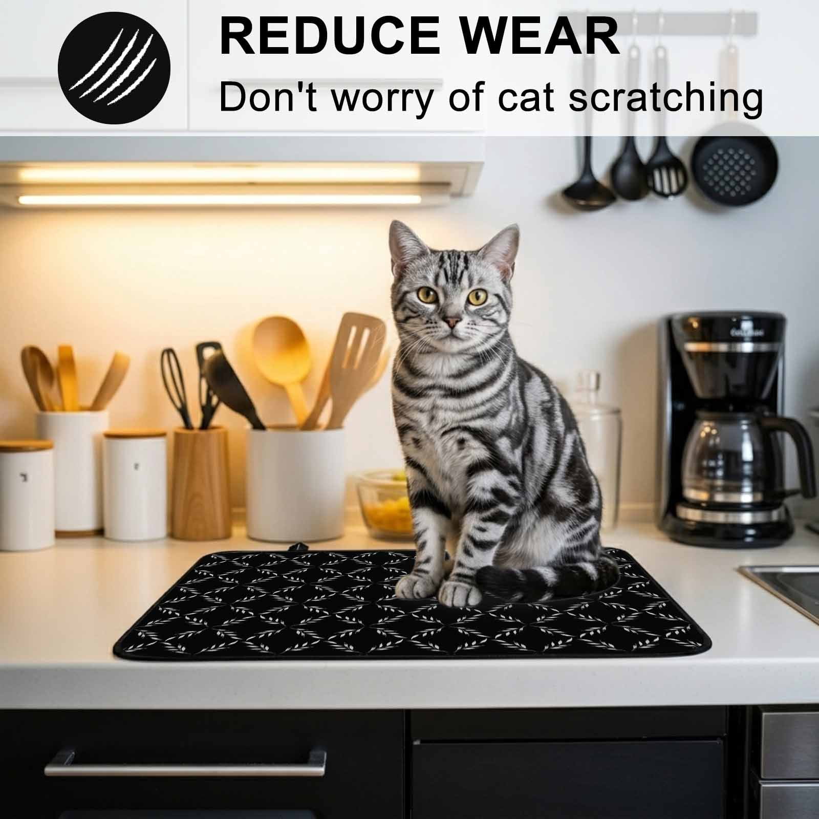 Black Morocco Stove Top Cover for Electric Stove, Heat-proof & Non Slip Glass Top Stove Cover Protector, Geometric Leaf Diamond Lattice Abstract Kitchen Flat Cooktop Rubber Mat 36x21 Inches