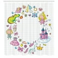 thumbnail image 3 of Unicorn Party Shower Curtain, Fantastic Fairy Tale Elements Fire Breathing Dragon Princes Castle on Cloud, Fabric Bathroom Set with Hooks, 69W X 75L Inches Long, Multicolor, by Ambesonne, 3 of 3