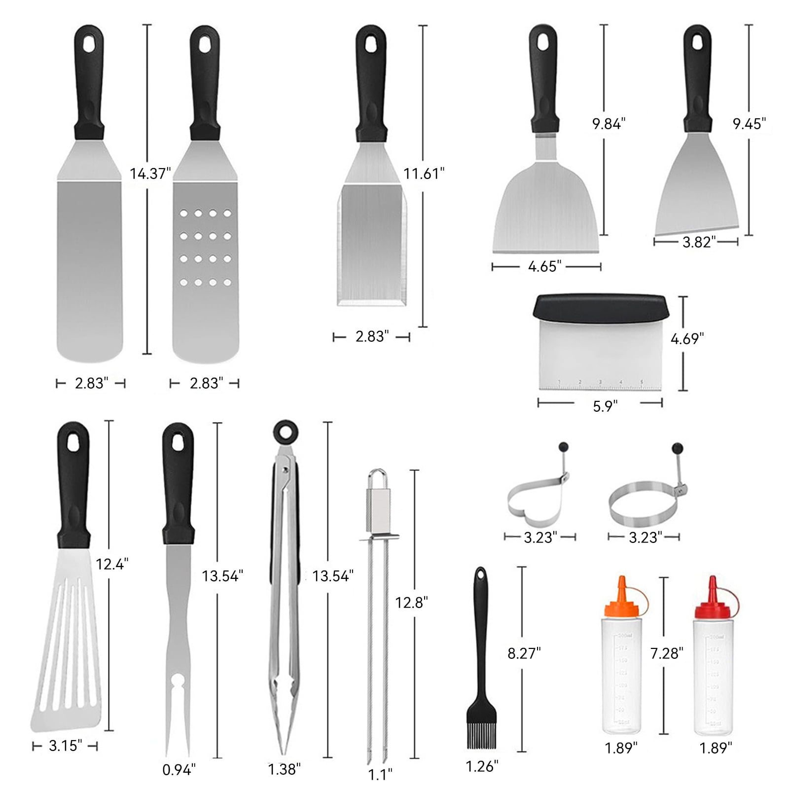 18PCS Griddle Accessories Kit, Flat Top Grill Accessories for Blackstone and Camp Chef, Professional Grill Spatula Set with Fish Turner and Tongs, for Outdoor Barbecue & Teppanyaki and Camping