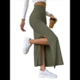 thumbnail image 3 of Faldas Tubo de Punto Ajustadas para Mujer, Falda Midi de Cintura Alta con Abertura Elástica Verde M, 3 of 8