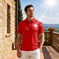 thumbnail image 2 of Father's Day Gift Men's Performance Polo Shirt Ice Silk Fabric Breathable Lightweight Athletic Golf Shirt for Summer Red XL, 2 of 6