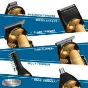 Hatteker 7-in-1 Men's Grooming Kit, Hair Clipper, Beard Trmmer, Cordless Waterproof Trimmer with Nose Ear Trimmer, Gold