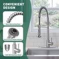 thumbnail image 5 of Akicon Pre-Rinse Spring Kitchen Faucet with Sprayer, Dual Spray Mode Commercial Kitchen Sink Faucets, Single Handle 304 Stainless Steel, Includes Deck Plate, Brushed Nickel, 5 of 9
