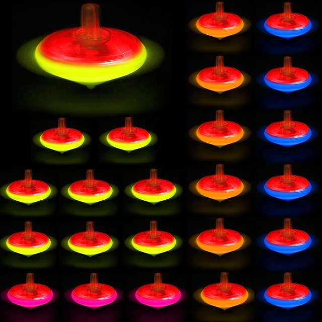 Peonza pequeña iluminada, 24 piezas de juguetes iluminados, peonza pequeña colorida, mini giroscopio de peonza, peonza con luz LED, juguetes de peonza intermitentes