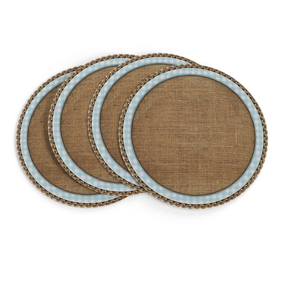 MIZHONA Brown Round Placemats Set of 4,15 inch Table Mat for Kitchen Dining Table Decoration
