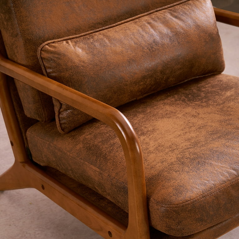Mid-Century Modern Accent Chair with Cushion, High Back Reading