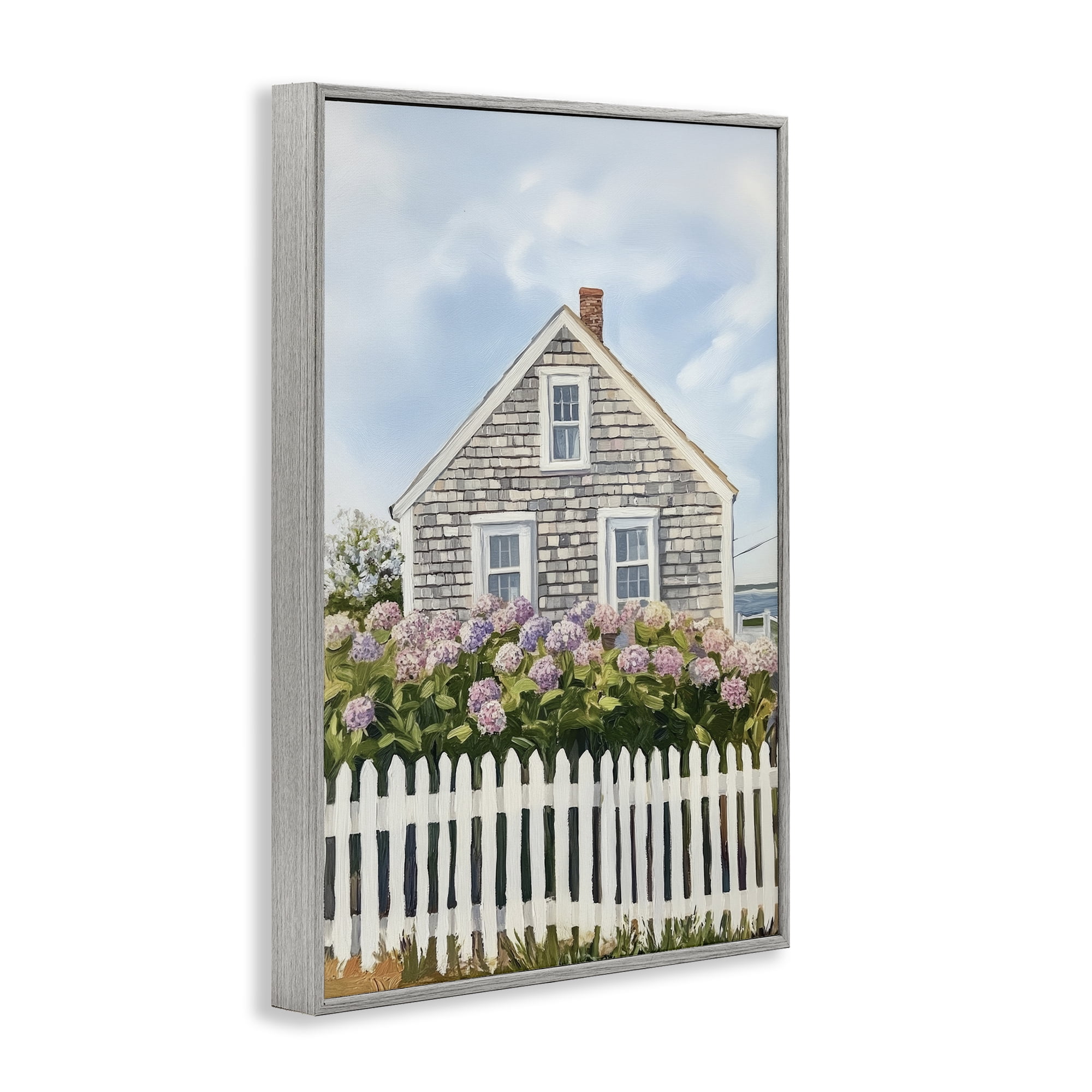 Stupell Industries Coastal Cottage Hydrangea Garden Gray Framed Giclee Art, design by Sisi and Seb