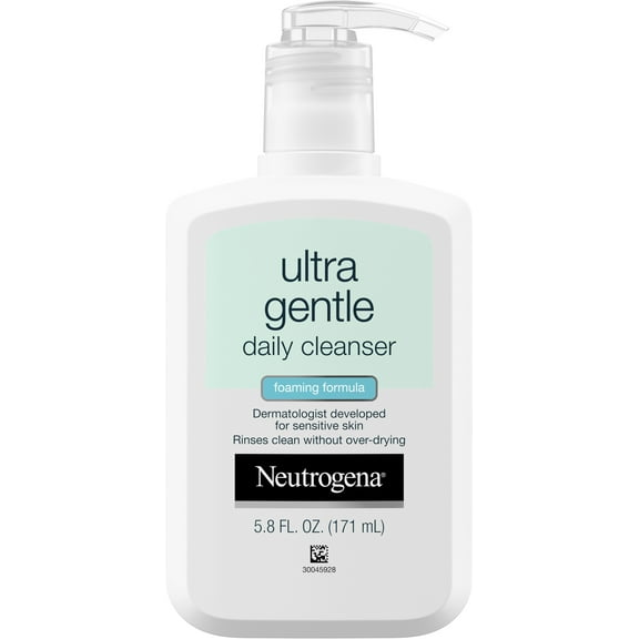 Neutrogena Ultra Gentle Daily Facial Cleanser for Sensitive Skin, Oil-Free, Soap-Free, Hypoallergenic Foaming Face Wash 5.8 oz (Pack of 2)