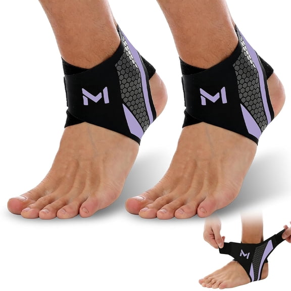 Ankle Brace for Men & Women,Adjustable Figure-8 Stabilizer with Straps for Basketball,Running,Compression Sleeve for Sprained Ankle,Plantar Fasciitis & Tendonitis Relief (2 Pack Purple)
