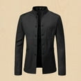 thumbnail image 2 of Aimik Hanes Fall Savings Clearance Men's Chinese Tunic Suits Mandarin Collar formal Suit Jacket Solid Slim Fit Front Button Blazer Traditional Uniform Up to 65% off clearance -Black M, 2 of 4