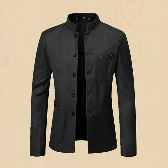Babysbule Mens Jackets Men's Autumn Fashion Casual Suit Button Decorative Suit Coat