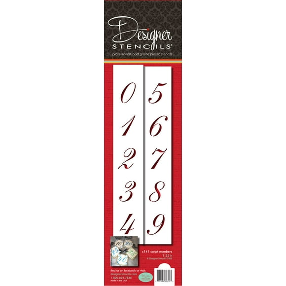 Designer Stencils 1.25 Inch Script Numbers Cake Stencils Beige/semi-transparent