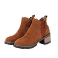 thumbnail image 2 of Fesfesfes Chelsea Boots Women High Heels Thick Heel Boots Fleece Pointed Toe Short Boots 7(39), 2 of 9