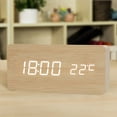thumbnail image 3 of Reloj Despertador digital perfecl LED grande madera USB termómetro, 3 of 8