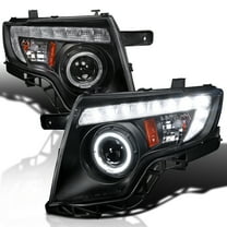 Spec-D Tuning Halo Black Projector Headlights LED Compatible with 2007-2010 Ford Edge Left Right Pair Headlamps Assembly