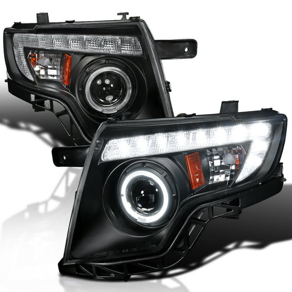 Spec-D Tuning Halo Black Projector Headlights LED Compatible with 2007-2010 Ford Edge Left   Right Pair Headlamps Assembly