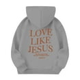thumbnail image 6 of EANJE Love Like Jesus Graphic Christian Hoodies for Women Girls Oversized Long Sleeve Sweatshirts Drawstring Pockets Pullover Tops Gray 11-12Y, 6 of 6
