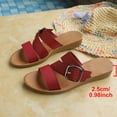 thumbnail image 5 of Samdudou Womens Casual Shoes Open Toe Flat Slide Sandals Triple Asymmetrical Thin Straps Single Metallic Square Buckle Detail Slip On Everyday Walking Footwear, 5 of 9