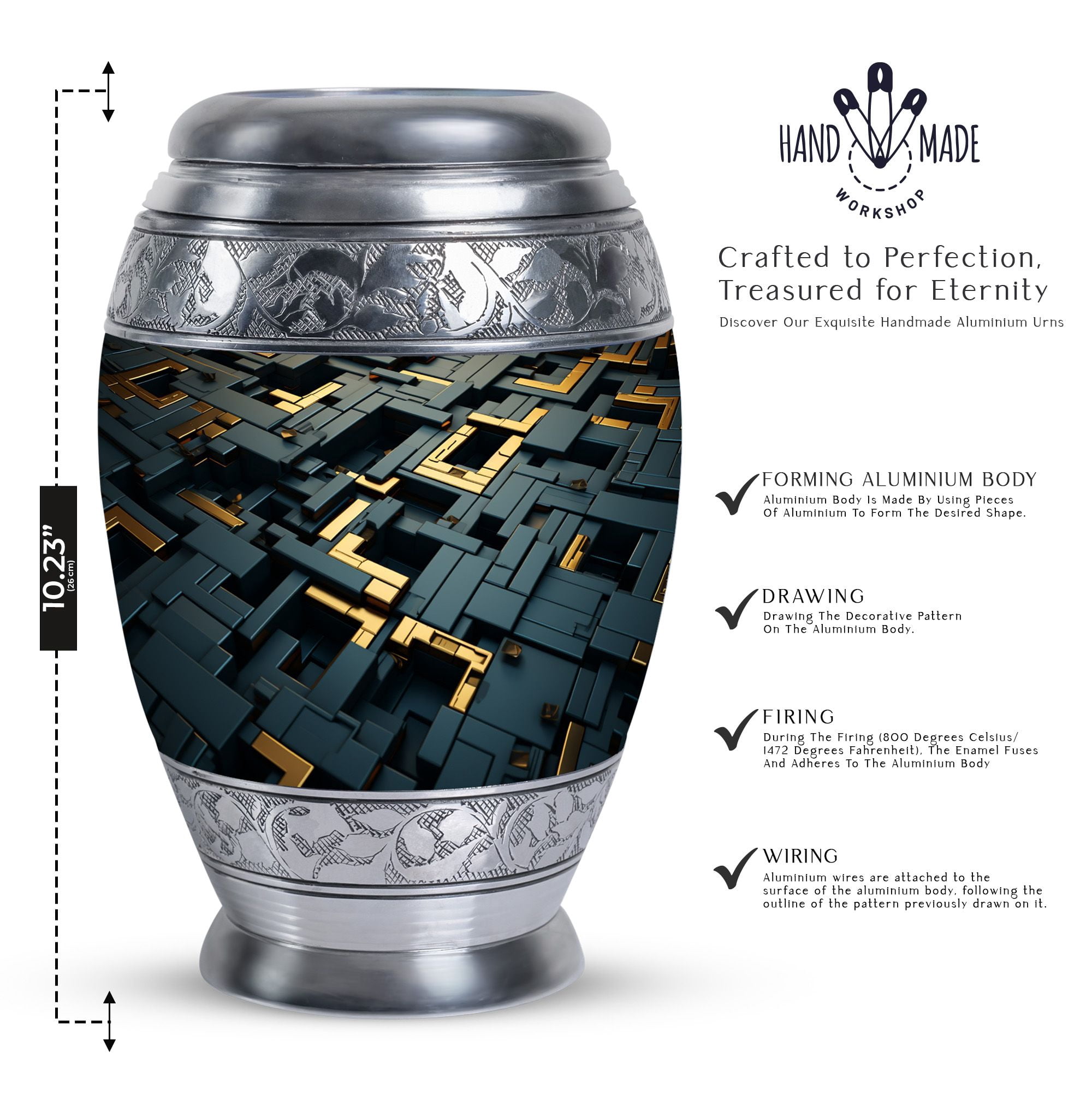 Circuitry Shimmer Cremation Urns For Human Ashes, 10inch Large Urns For Human Ashes, Decorative Urn, Memorial Urn, Funeral Ashes For Women, Urn For Mom, Urns For Human Ashes Adult Male