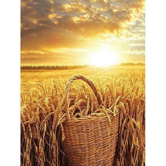 Golden Wheat Field Sunset Canvas Wall Art, Perfect for Living Room, Bedroom, Kitchen, Dining Room, and Office Decoration.