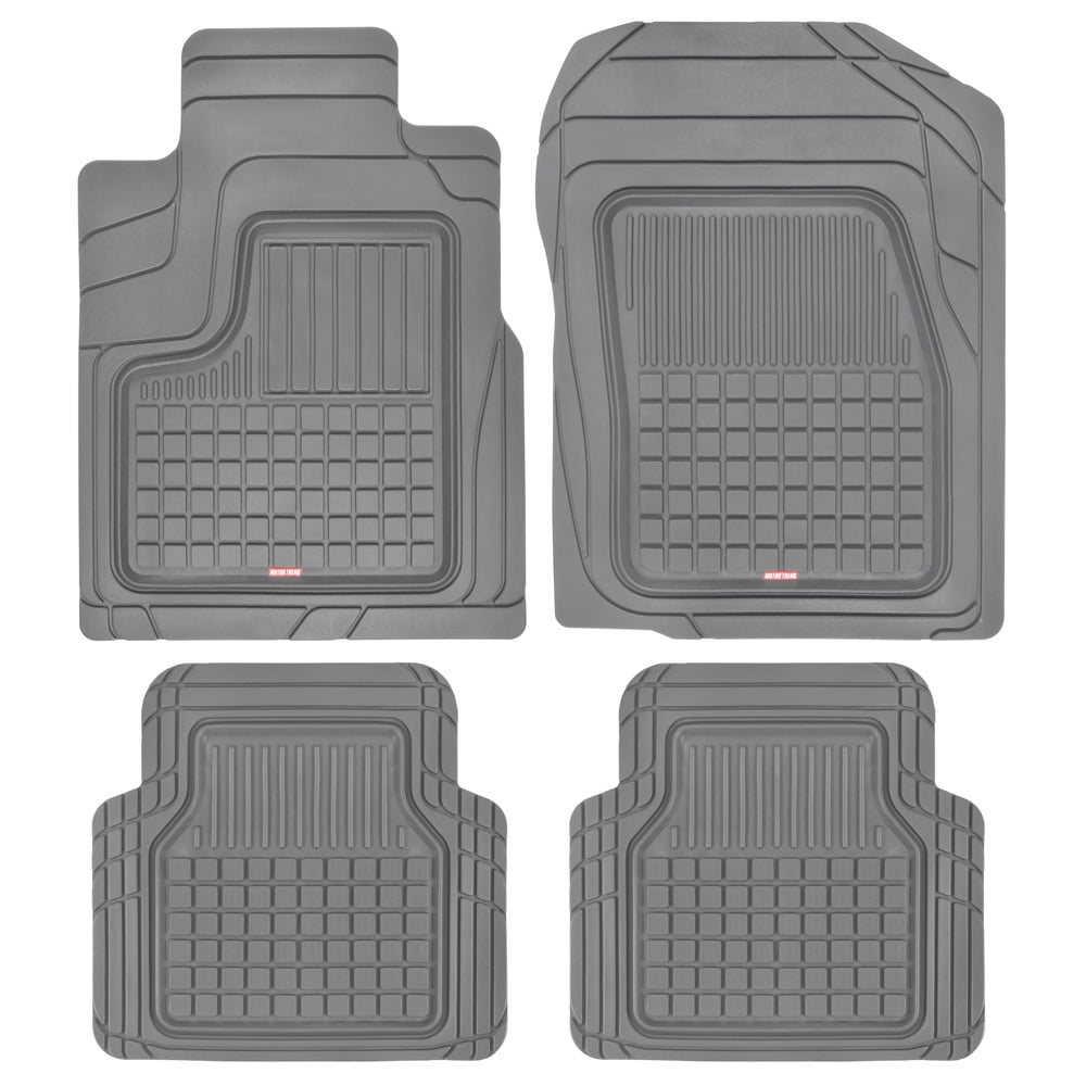 BDK Performance Plus Rubber Car Floor Mats Heavy Duty Semi-Custom Fit  (Gray) All Weather Protection Mat