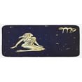 thumbnail image 1 of Virgo Kitchen Mat, Woman in Short Dress Sitting in Space Looking at Stars Horoscope Themed Image, Plush Decorative Kitchen Mat with Non Slip Backing, 47" X 19", Indigo Yellow, by Ambesonne, 1 of 1
