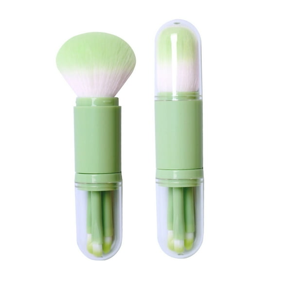 Makeup Brush Set - 4 In 1 Portable Travel Lip Brush, Highlight Brush, Eyeshadow Brush, Foundation Blending Powder Brush Mini Facial Makeup Brush Set
