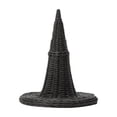 thumbnail image 2 of MInHoues 12.99"" Imitation Rattan Woven Wizard Hat Tabletop Figurine, Black Wicker Pointed Witch Hat Ornament, Rustic Woven Decor for Halloween Christmas Mantel Shelf Holiday Home Party Decoration, 2 of 5