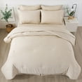 thumbnail image 1 of JML Queen Comforter Set,8 Piece Soft Cationic Dyeing Microfiber Bed in a Bag,Khaki, 1 of 7