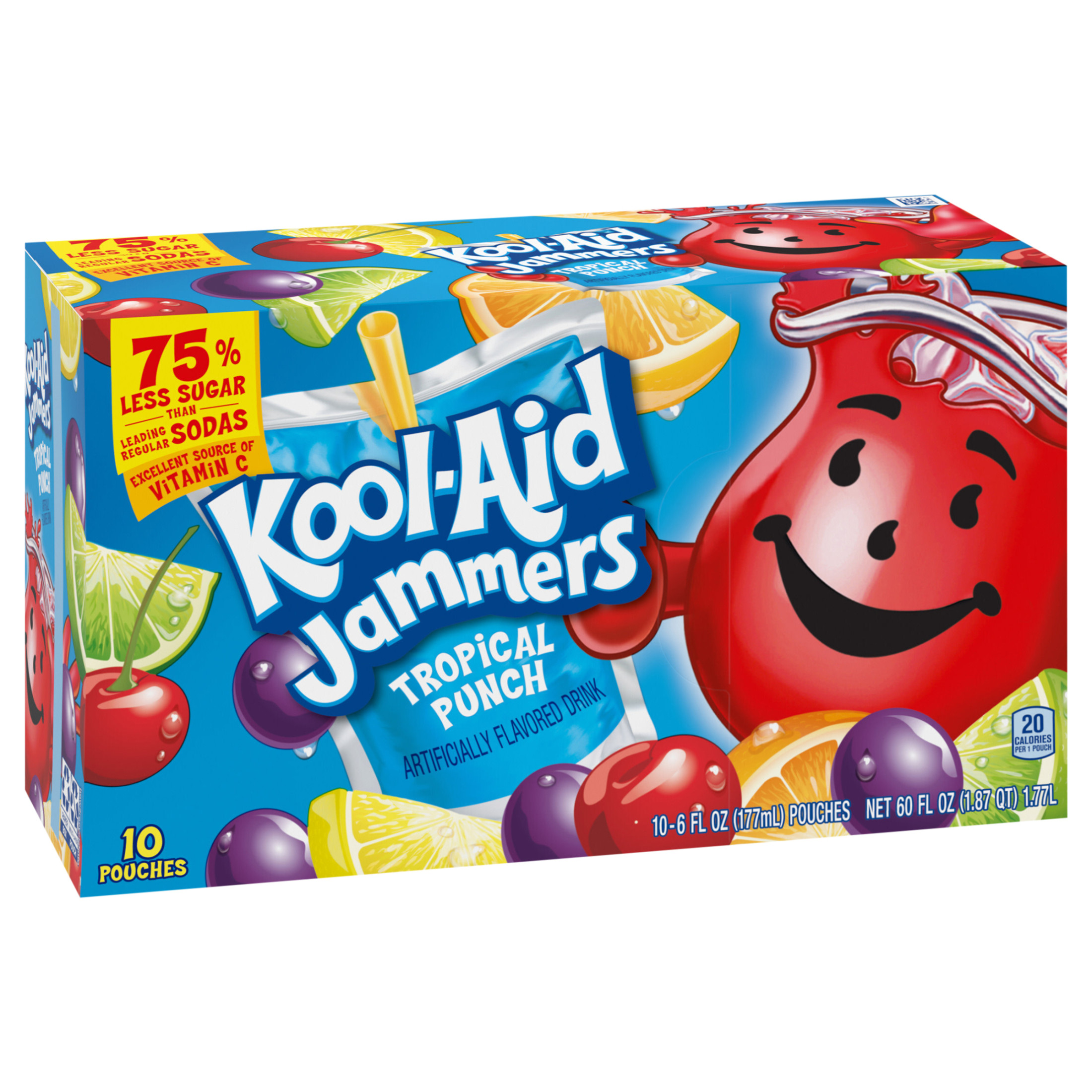 Kool Aid Jammers Tropical Punch Kids Drink 0% Juice Box Pouches, 10 Ct Box, 6 fl oz Pouches - image 4 of 7