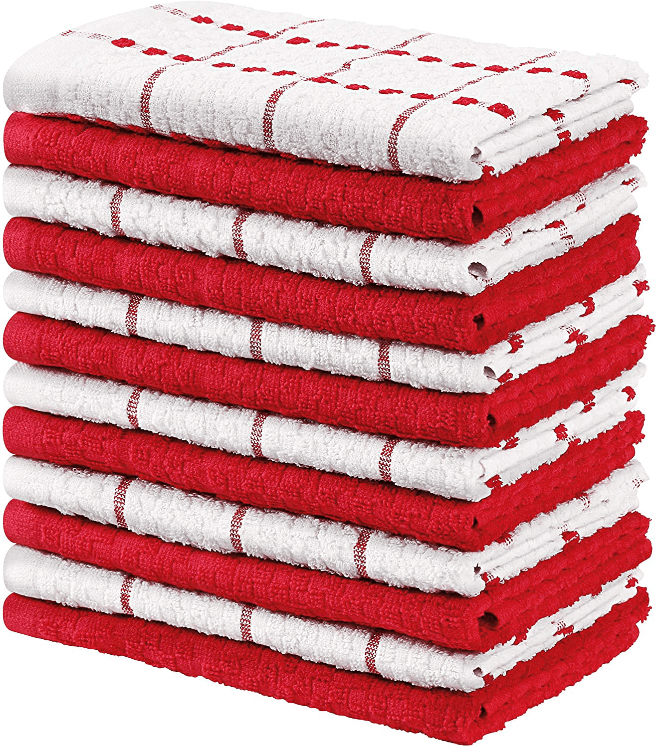 Utopia Super Absorbent Kitchen Towels 15 x 25 Pack of 6 - Red, 6