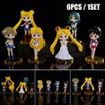 thumbnail image 1 of 6pcs/set Sailor Moon Figures Anime Statue Model Toys Action Figure Toy, 1 of 6