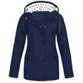 thumbnail image 4 of Dezsed Women's Waterproof Rain Jacket Women Solid Rain Jacket Outdoor Plus Size Hooded Raincoat Windproof Navy M, 4 of 4