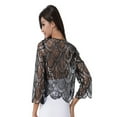 thumbnail image 2 of YEAHDOR Womens Hollow Lace Cardigan Long Sleeve Sequins Bolero Shrug Casual Shawl Silver One Size, 2 of 7